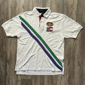 Vintage Tommy Hilfiger Team Lotus F1 Racing Rugby Polo Striped Shirt Size L